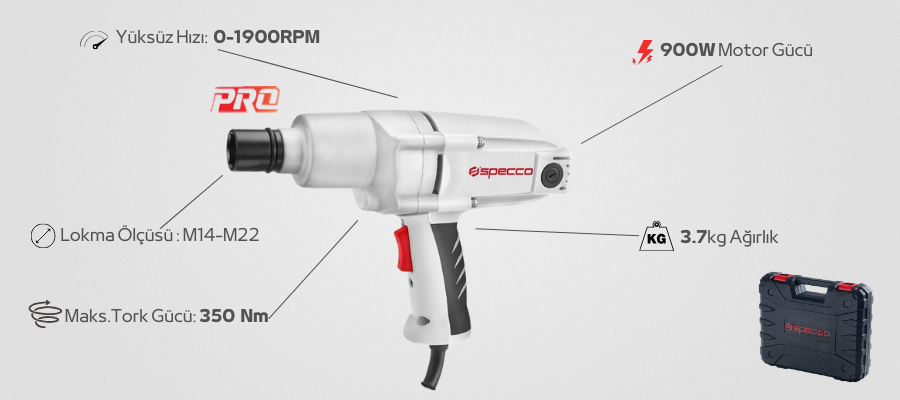 Specco Darbeli Somun Sökme 900W