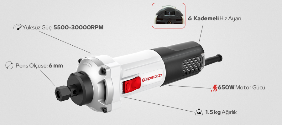 Specco Kısa Kalıpçı Taşlama Makinesi 650W