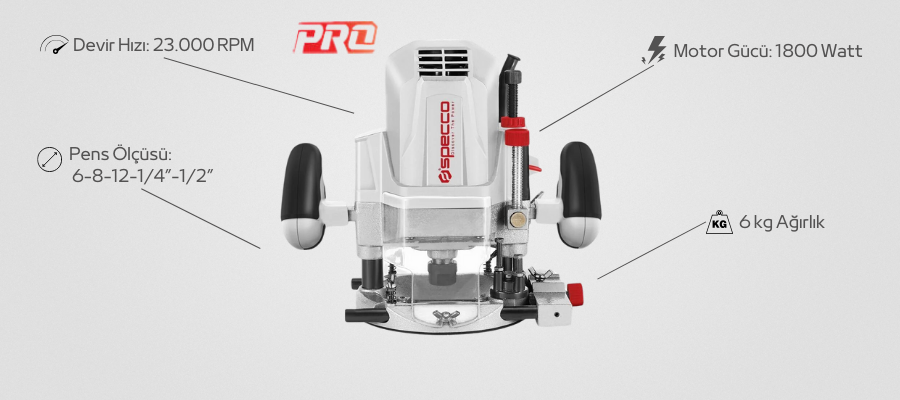 Specco Elektrikli Freze 1800W