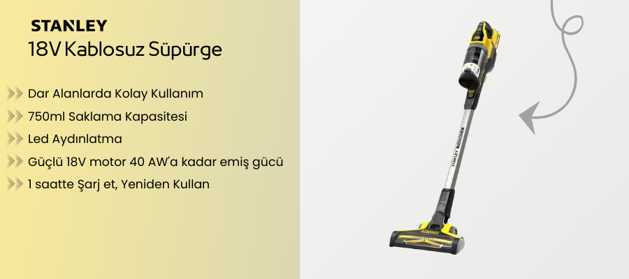 Stanley 18V V20 Kablosuz Dikey Süpürge - 2